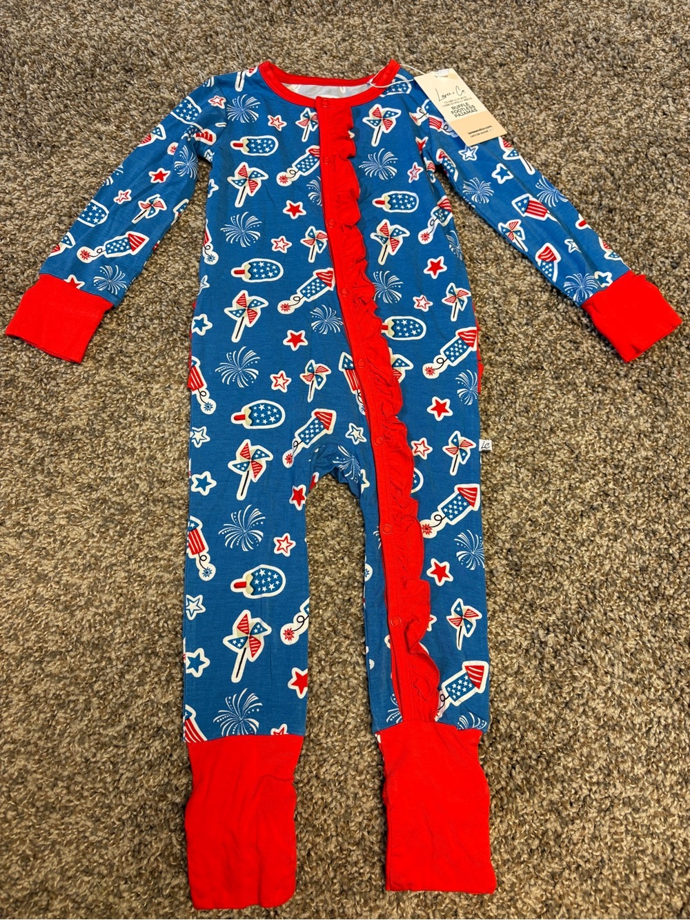 Laree + Co Patriotic Bamboo Ruffle Convertible Sleeper